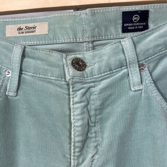 AG Women’s The Stevie Slim Straight Corduroy Pants Mint Green Size 29R - Picture 4 of 10